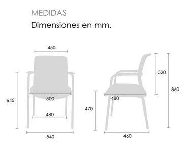 Frida silla visitante con brazos,