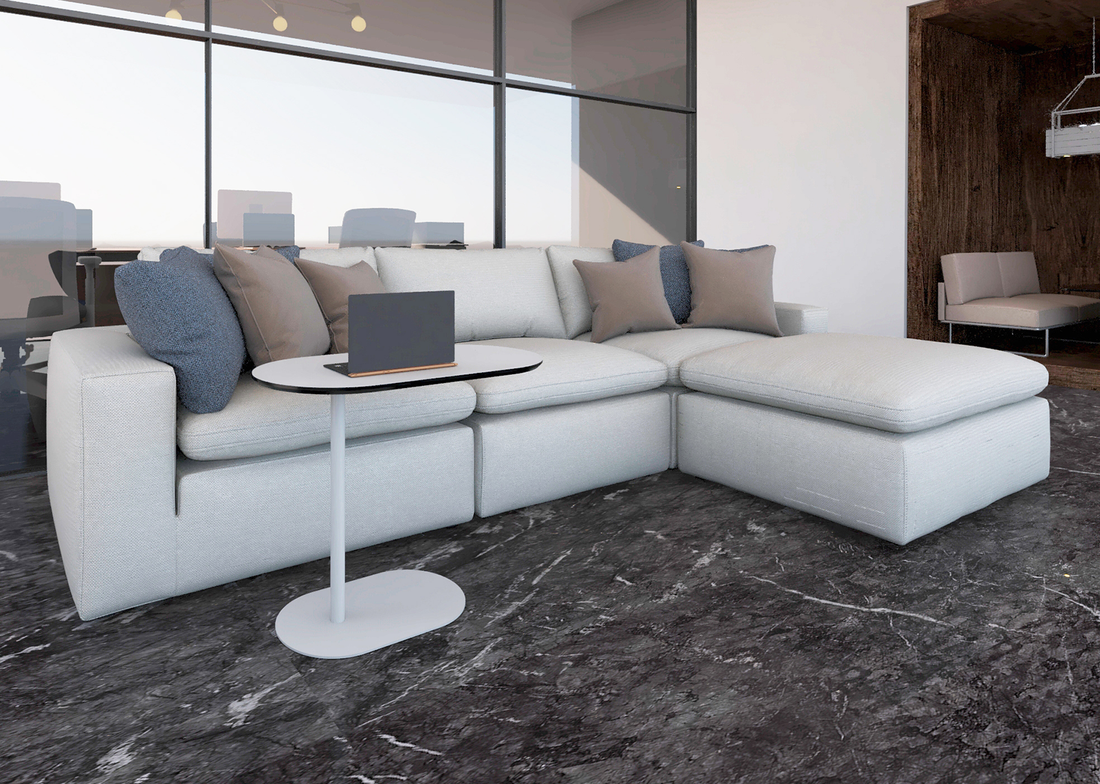 Sala de departamento con sofá modular