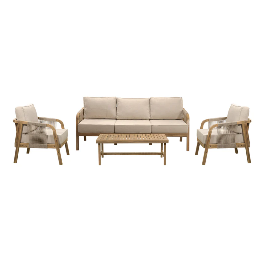 Set de sala Camila con individual, sofá y mesa de centro