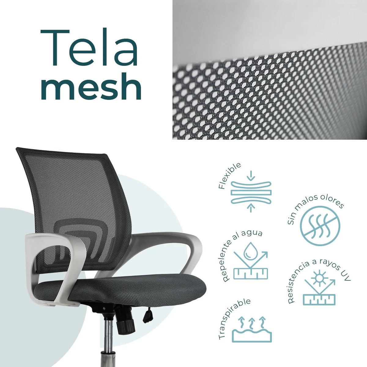 Silla Secretarial JM-107W Mesh Gris