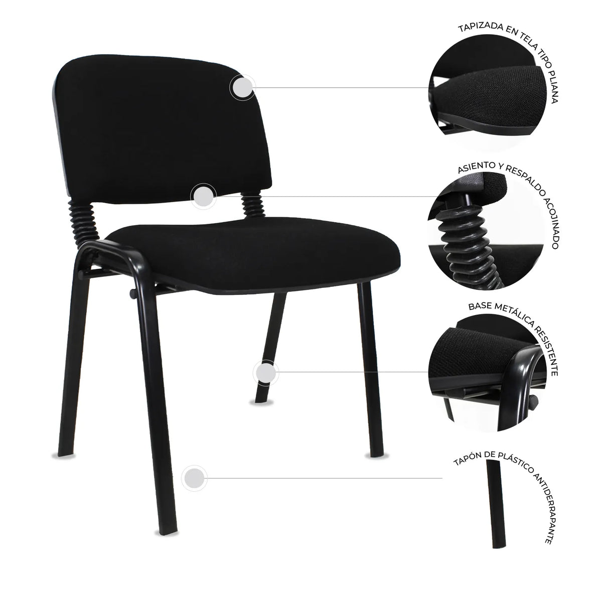 Silla Fija Jm-iso Tela Negra